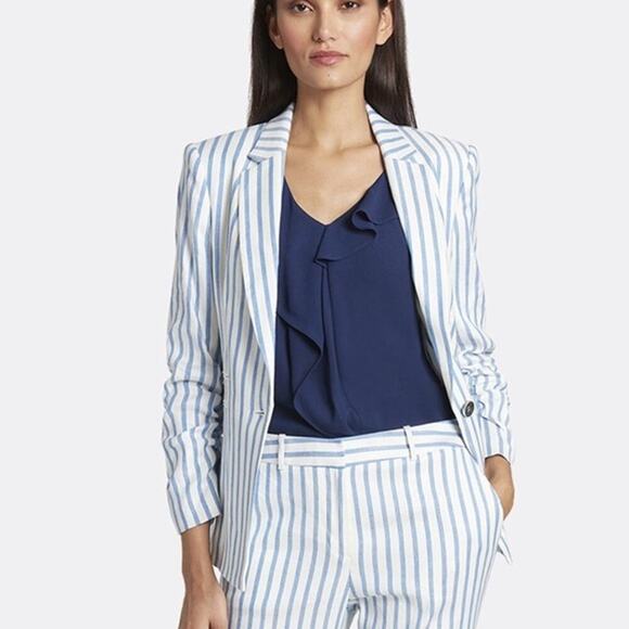 Tahari Arthur S. Levine Striped Notch Collar Blazer & Pant 2-Piece Suit Size 10 - Picture 1 of 16